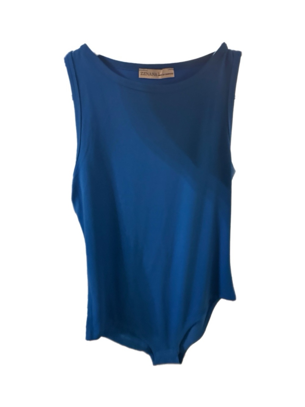 Zenana Outfitters Blue Sleeveless Bodysuit Top L